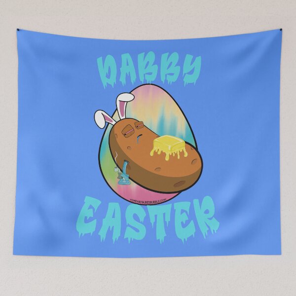 Item preview, Dabby Easter-Funny Stoner Cartoon-Baked Potato Doing Dabs from a Dab Rig-Tie Dye Easter Egg designed and sold by YomeHayin.