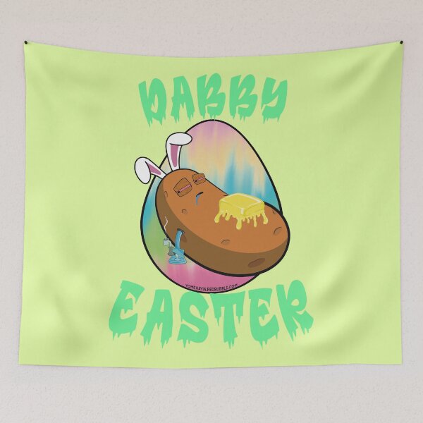 Item preview, Dabby Easter-Funny Stoner Cartoon-Baked Potato Doing Dabs from a Dab Rig-Tie Dye Easter Egg designed and sold by YomeHayin.