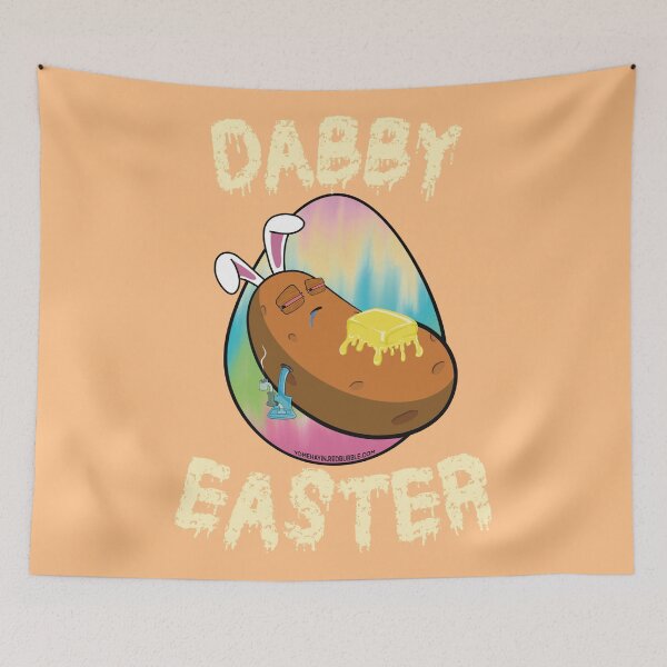 Item preview, Dabby Easter-Funny Stoner Cartoon-Baked Potato Doing Dabs from a Dab Rig-Tie Dye Easter Egg designed and sold by YomeHayin.