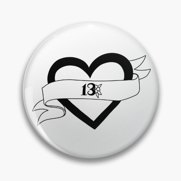 Item preview, Heart with ribbon and the and number 13 . Old school retro illustration . designed and sold by Sunshine2504.