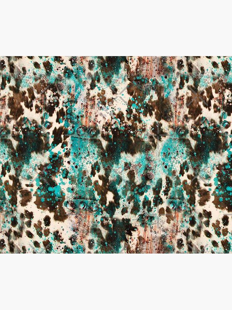 cowhide/turquoise car coaster set