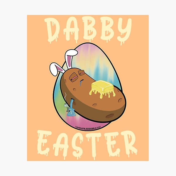 Item preview, Dabby Easter-Funny Stoner Cartoon-Baked Potato Doing Dabs from a Dab Rig-Tie Dye Easter Egg designed and sold by YomeHayin.