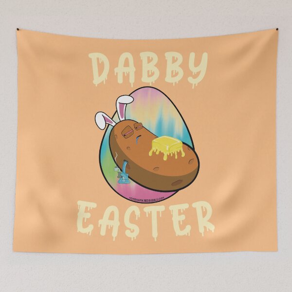 Item preview, Dabby Easter-Funny Stoner Cartoon-Baked Potato Doing Dabs from a Dab Rig-Tie Dye Easter Egg designed and sold by YomeHayin.