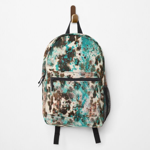 Western Boho Cowhide Turquoise Pattern Backpack
