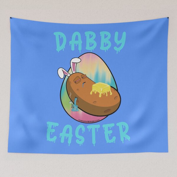 Item preview, Dabby Easter-Funny Stoner Cartoon-Baked Potato Doing Dabs from a Dab Rig-Tie Dye Easter Egg designed and sold by YomeHayin.