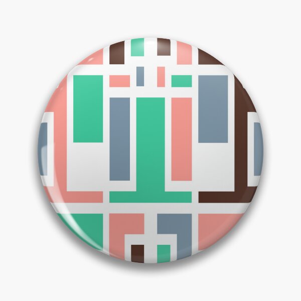 Item preview, Geometric Art Deco Style Blue Pink Green Brown White Outline  designed and sold by taiche.
