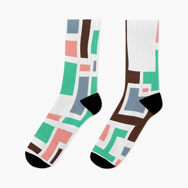 Item preview, Geometric Art Deco Style Blue Pink Green Brown White Outline  designed and sold by taiche.