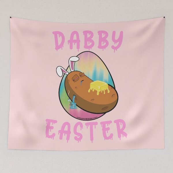 Item preview, Dabby Easter-Funny Stoner Cartoon-Baked Potato Doing Dabs from a Dab Rig-Tie Dye Easter Egg designed and sold by YomeHayin.