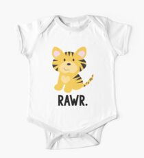 Cute Little Tiger "Rawr" Jungle Animals Short Sleeve Baby One-Piece