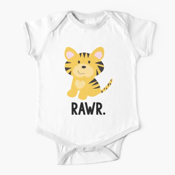 Cute Little Tiger "Rawr" Jungle Animals Short Sleeve Baby One-Piece