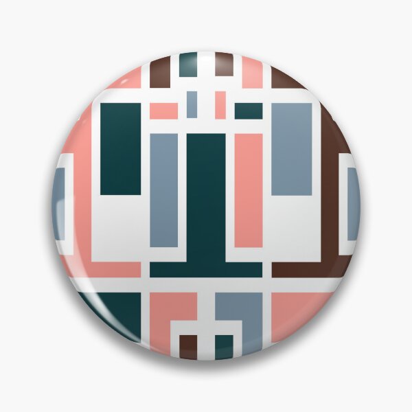 Item preview, Geometric Art Deco Style Blue Pink Brown White Outline  designed and sold by taiche.