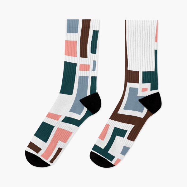 Item preview, Geometric Art Deco Style Blue Pink Brown White Outline  designed and sold by taiche.