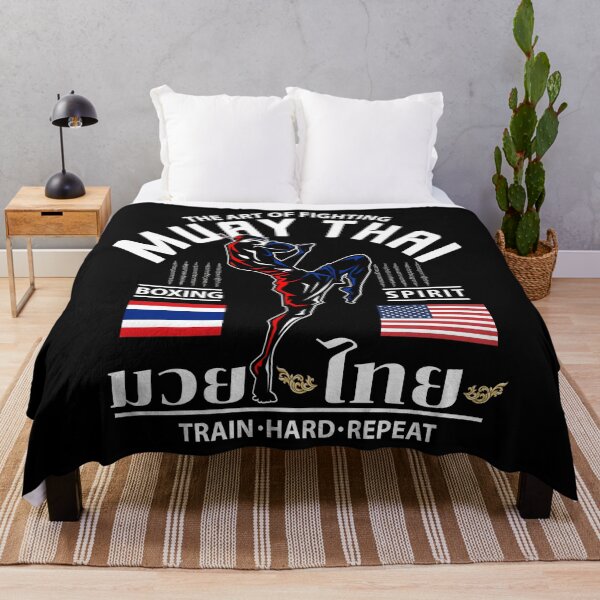 Item preview, Muay Thai Thai Boxing Thailand American Flag Train Hard Repeat designed and sold by PuPPuB.