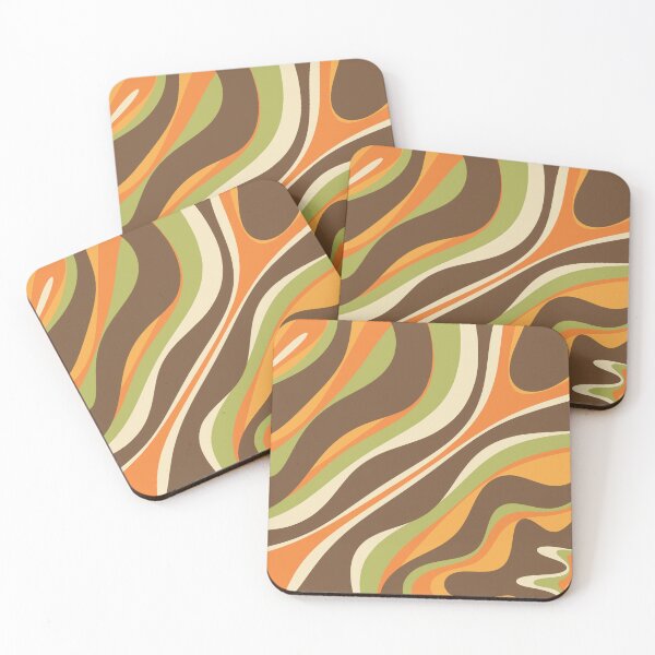 Item preview, Trippy Dream Abstract Pattern in Retro 70s Brown Orange Avocado Green designed and sold by kierkegaard.