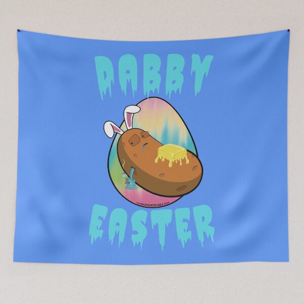 Item preview, Dabby Easter-Funny Stoner Cartoon-Baked Potato Doing Dabs from a Dab Rig-Tie Dye Easter Egg designed and sold by YomeHayin.