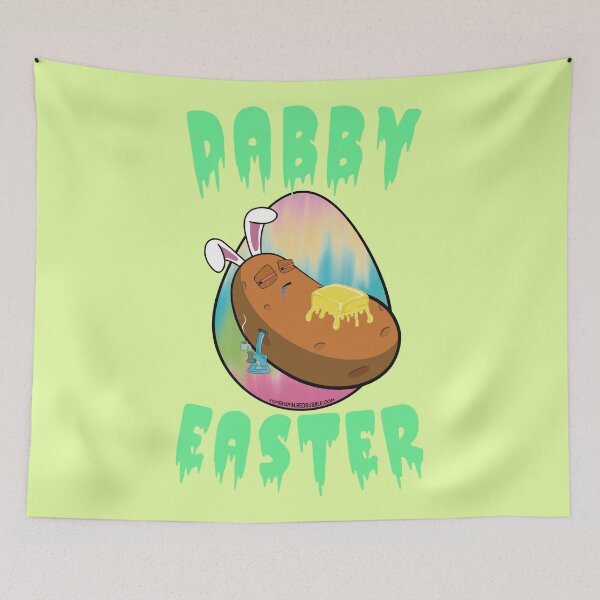 Item preview, Dabby Easter-Funny Stoner Cartoon-Baked Potato Doing Dabs from a Dab Rig-Tie Dye Easter Egg designed and sold by YomeHayin.
