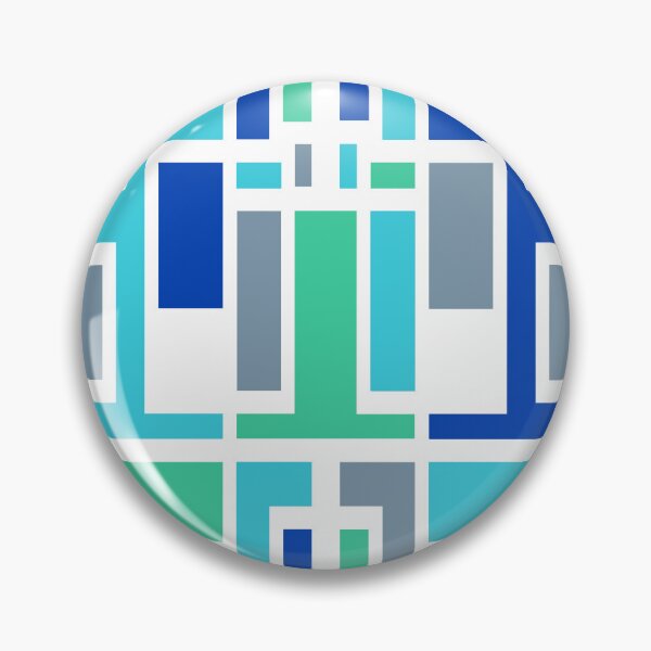 Item preview, Geometric Art Deco Style Blue Green White Outline  designed and sold by taiche.