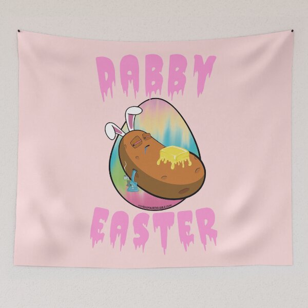 Item preview, Dabby Easter-Funny Stoner Cartoon-Baked Potato Doing Dabs from a Dab Rig-Tie Dye Easter Egg designed and sold by YomeHayin.