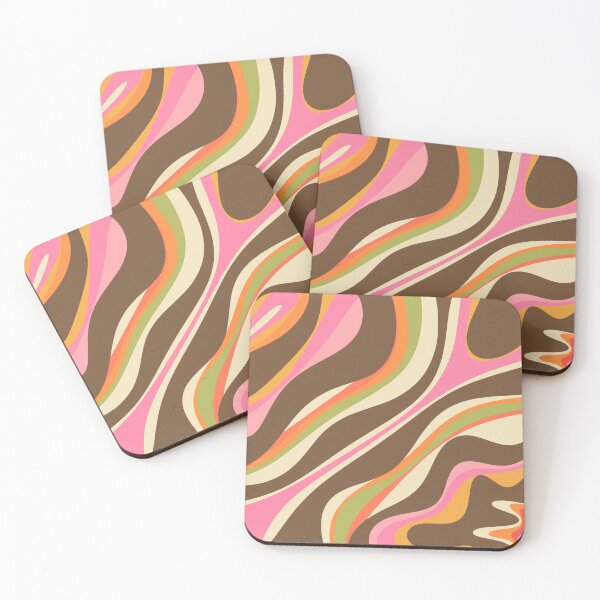 Item preview, Trippy Dream Abstract Pattern in Retro 70s Brown Orange Avocado Green Pink designed and sold by kierkegaard.