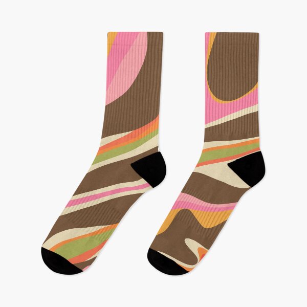 Item preview, Trippy Dream Abstract Pattern in Retro 70s Brown Orange Avocado Green Pink designed and sold by kierkegaard.