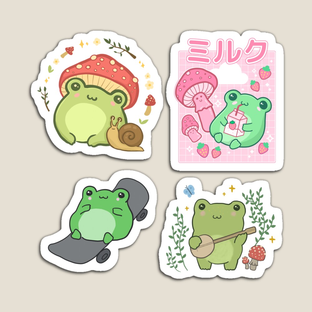 Cute Frog Stickers, Kawaii Sticker Pack, Sticker Sheet, Journal