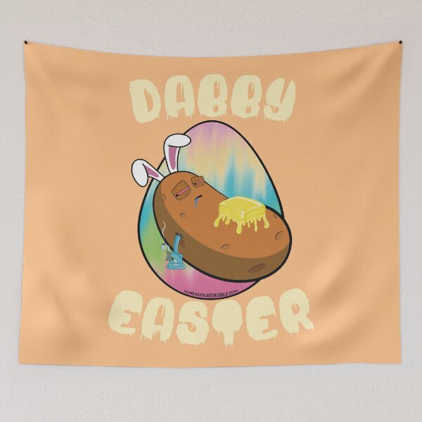 Item preview, Dabby Easter-Funny Stoner Cartoon-Baked Potato Doing Dabs from a Dab Rig-Tie Dye Easter Egg designed and sold by YomeHayin.
