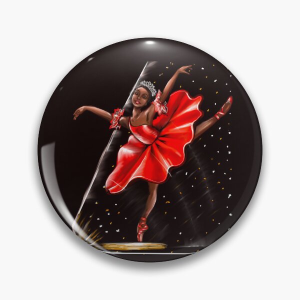 Item preview, Dance Ballet, African American ballerina dancing in red pointe shoes - ballerina doing pirouette in red tutu and red shoes  - brown skin ballerina designed and sold by Artonmytee.