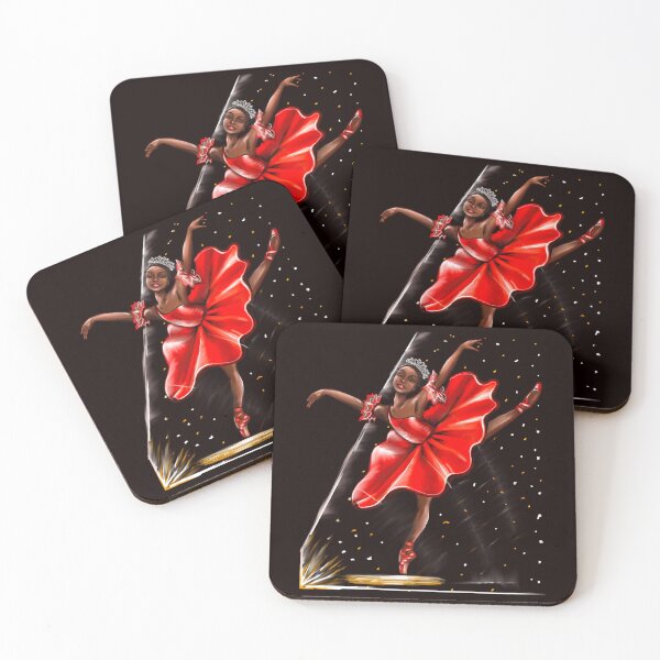 Item preview, Dance Ballet, African American ballerina dancing in red pointe shoes - ballerina doing pirouette in red tutu and red shoes  - brown skin ballerina designed and sold by Artonmytee.
