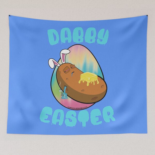 Item preview, Dabby Easter-Funny Stoner Cartoon-Baked Potato Doing Dabs from a Dab Rig-Tie Dye Easter Egg designed and sold by YomeHayin.