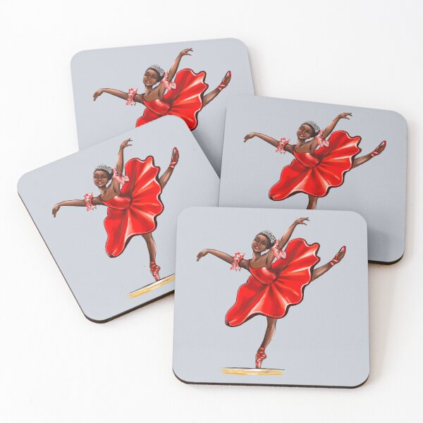 Item preview, African American ballerina Ballet dancing in red pointe shoes -pirouette in red tutu and red shoes  - brown skin ballerina dancing  designed and sold by Artonmytee.
