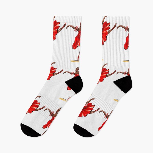Item preview, African American ballerina Ballet dancing in red pointe shoes -pirouette in red tutu and red shoes  - brown skin ballerina dancing  designed and sold by Artonmytee.