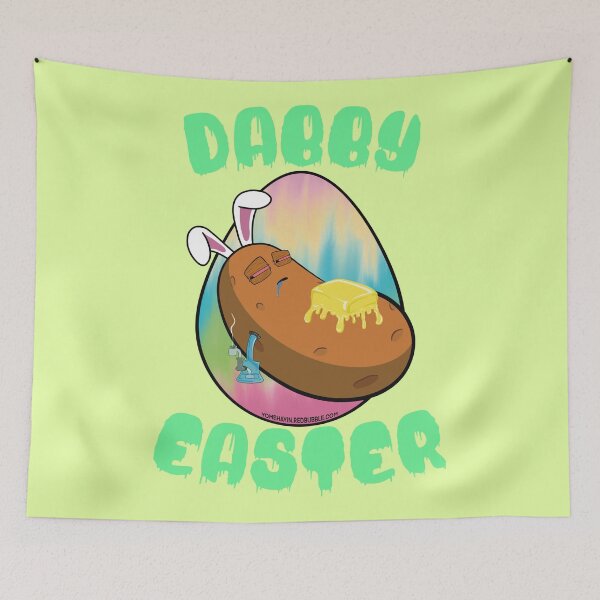 Item preview, Dabby Easter-Funny Stoner Cartoon-Baked Potato Doing Dabs from a Dab Rig-Tie Dye Easter Egg designed and sold by YomeHayin.