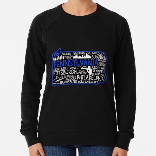 Erie Pennsylvania cute map, Reading, Bethlehem, Scranton, Lancaster, Levittown, Harrisburg, Lightweight Sweatshirt