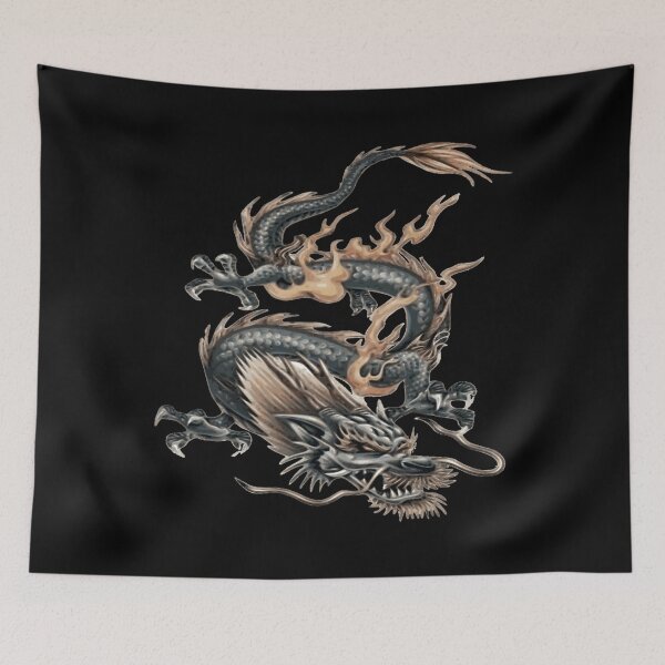 Item preview, Dragon De Feu Chinois En Gris Clair Et Jaune Caramel . classique designed and sold by feyhnvfeijoo.