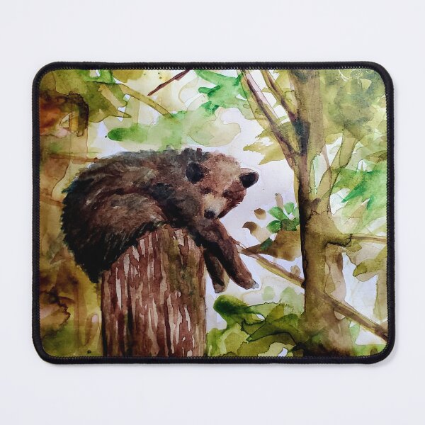 Item preview, Big Bear Watercolor Big Bear Lake in the Forest with a Black Bear Art Painting designed and sold by signaturelaurel.