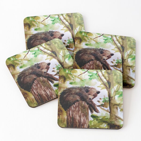 Item preview, Big Bear Watercolor Big Bear Lake in the Forest with a Black Bear Art Painting designed and sold by signaturelaurel.