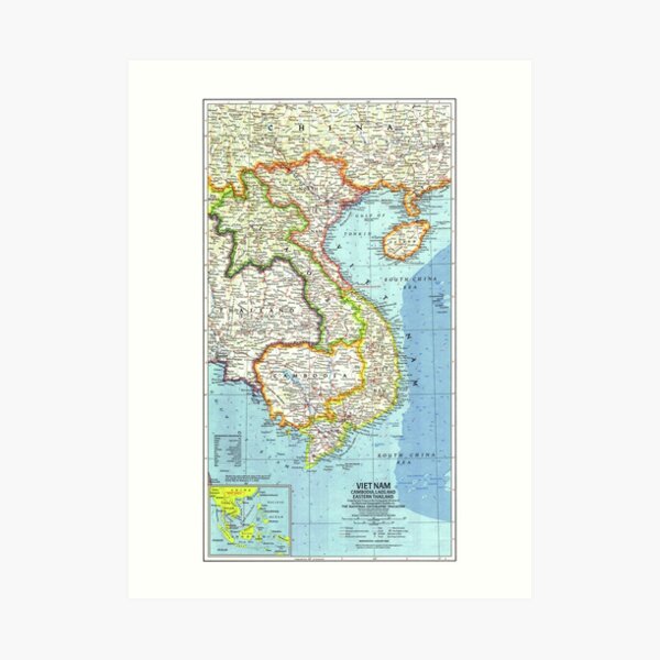 Vietnam 1965 Today Detailed Map Art Print For Sale By   Aps,504x498,small,transparent Pad,600x600,f8f8f8 