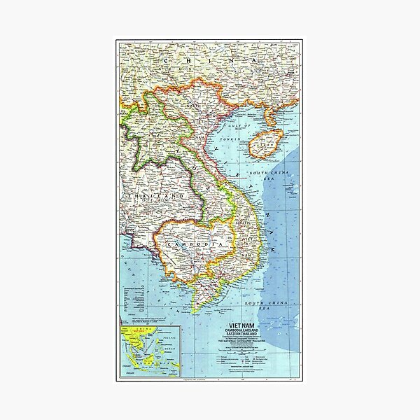 Vietnam 1965 Today Detailed Map Photographic Print For Sale   Pp,504x498 Pad,600x600,f8f8f8 