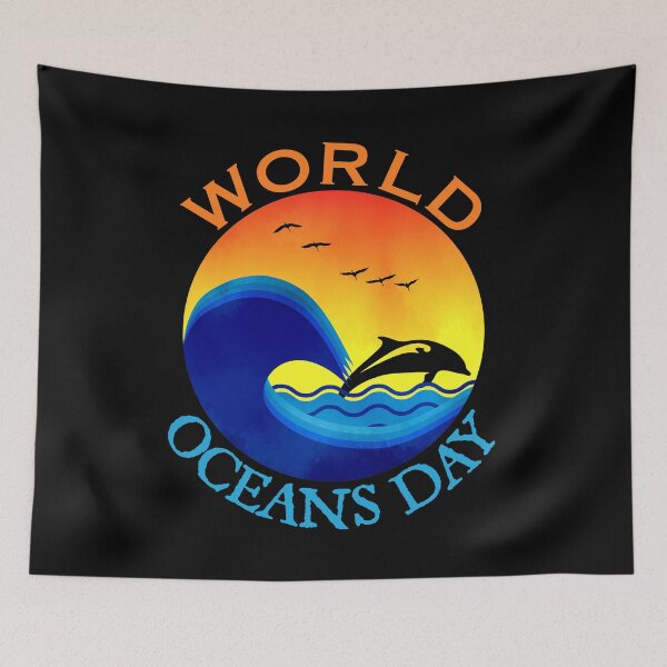 Item preview, Sunset Wave and Dolphin, World Oceans Day  designed and sold by ACC .
