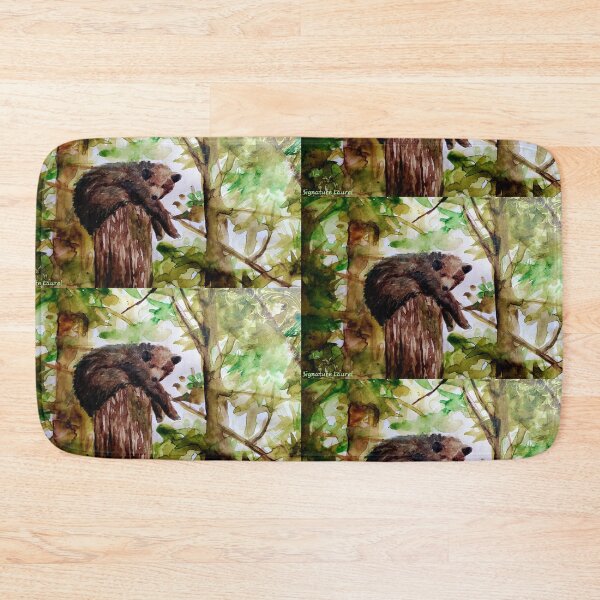 Item preview, Big Bear Watercolor Big Bear Lake in the Forest with a Black Bear Art Painting designed and sold by signaturelaurel.