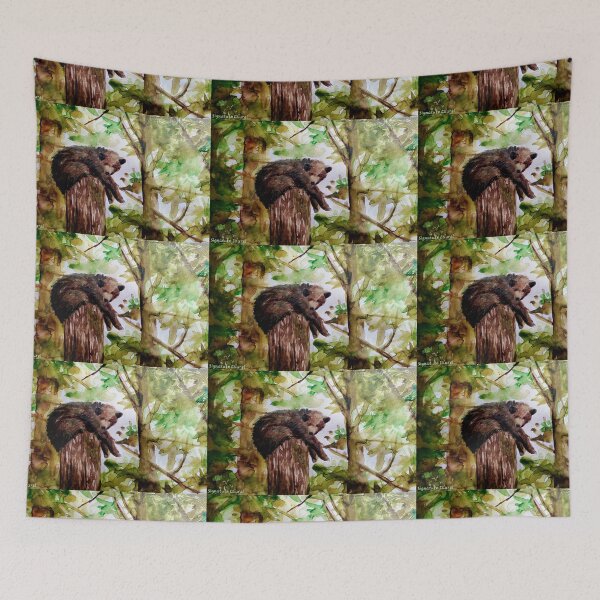 Item preview, Big Bear Watercolor Big Bear Lake in the Forest with a Black Bear Art Painting designed and sold by signaturelaurel.
