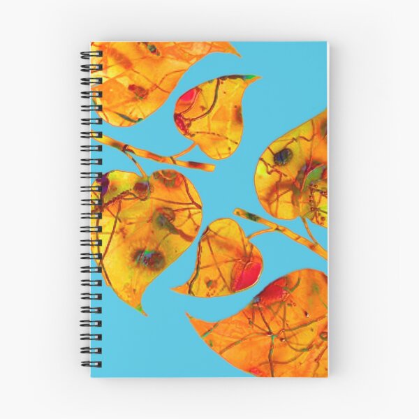 Item preview, feuilles dorées sur bleu/golden leaves on blue designed and sold by clemfloral.