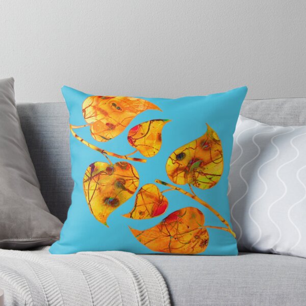 Item preview, feuilles dorées sur bleu/golden leaves on blue designed and sold by clemfloral.