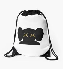 KAWS companion head logo black gold Drawstring Bag