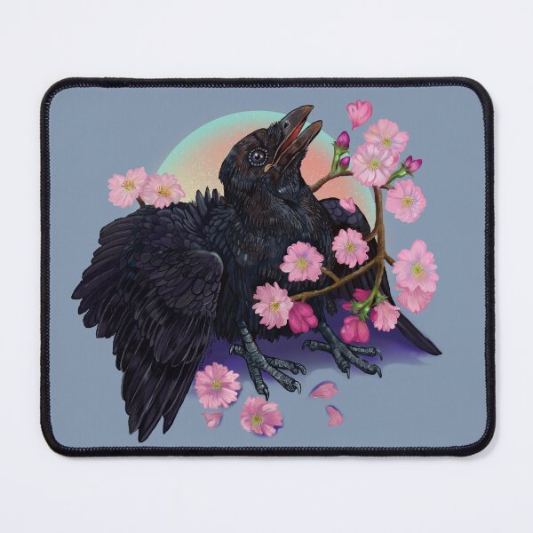 Item preview, Fledgling Crow/Raven with Apple Blossoms designed and sold by Shadowind.