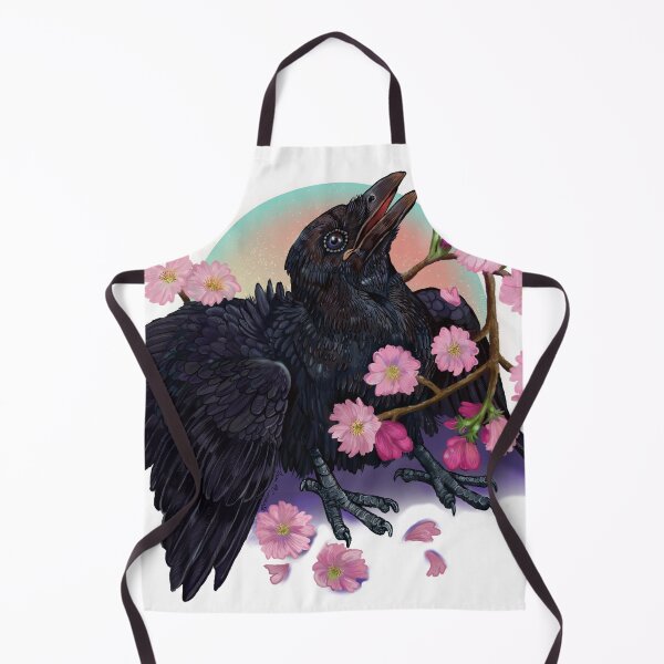 Item preview, Fledgling Crow/Raven with Apple Blossoms designed and sold by Shadowind.