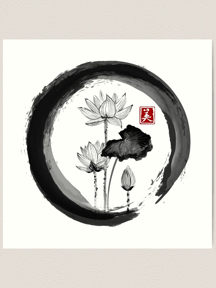 Sumi-e Mountains Original Painting in Japanese Zen Art Style, Oriental  Rocks and Trees Landscape in Black Ink on Rice Paper 
