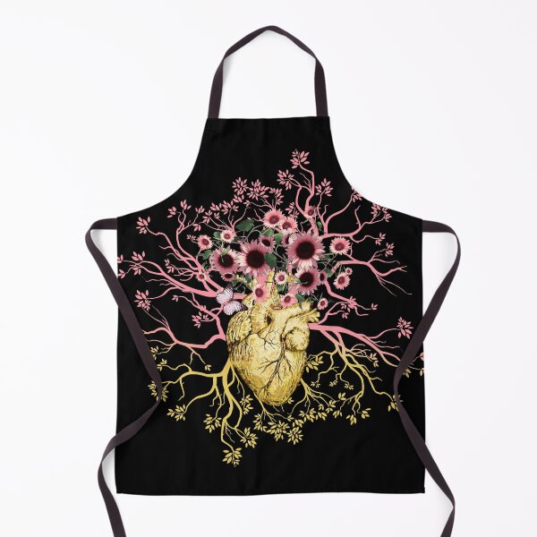 Item preview, Floarl Human heart and veins, arteries, illustration art, pink daisy and yellow leaves designed and sold by Collagedream.