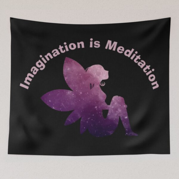 Aperçu de l'œuvre L'imagination est la méditation pourpre fée fond noir créée et vendue par ShajenDesigns.
