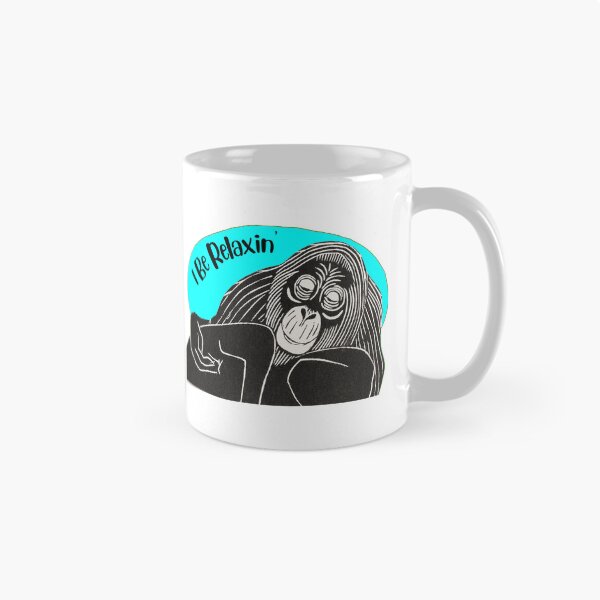 Item preview, Funny Laid-Back Orangutan, I Be Relaxin’, Blue background designed and sold by hjsmith.